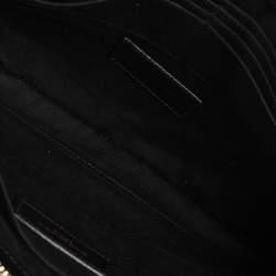 مملوكة مسبقًا Saint Laurent Black Croc Embossed Leather Monogram Wristlet Pouch