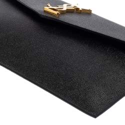 Pre Owned Saint Laurent Black Leather Uptown Clutch