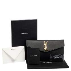 Pre Owned Saint Laurent Black Leather Uptown Clutch