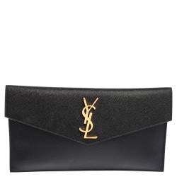 Pre Owned Saint Laurent Black Leather Uptown Clutch