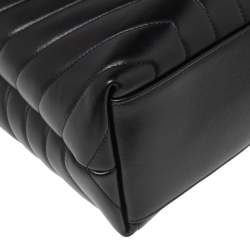 Pre Owned Saint Laurent Black Matelassé Leather Medium Loulou Shoulder Bag