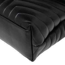 Pre Owned Saint Laurent Black Matelassé Leather Medium Loulou Shoulder Bag