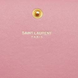 مملوكة مسبقًا Saint Laurent Paris Pink Croc Embossed Leather Monogram Chain Wallet