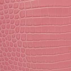 مملوكة مسبقًا Saint Laurent Paris Pink Croc Embossed Leather Monogram Chain Wallet