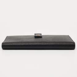 مملوكة مسبقًا Saint Laurent Black Leather Flap Bifold Long Wallet