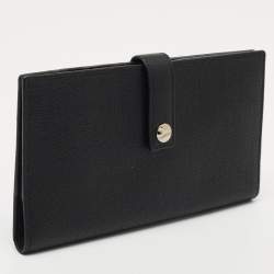 مملوكة مسبقًا Saint Laurent Black Leather Flap Bifold Long Wallet
