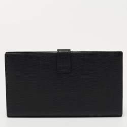 مملوكة مسبقًا Saint Laurent Black Leather Flap Bifold Long Wallet
