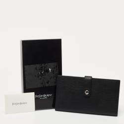 مملوكة مسبقًا Saint Laurent Black Leather Flap Bifold Long Wallet