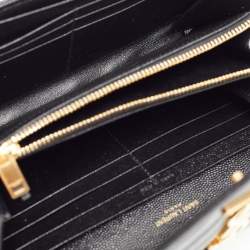 مملوكة مسبقًا Saint Laurent Black Matelassé Leather Cassandre Wallet