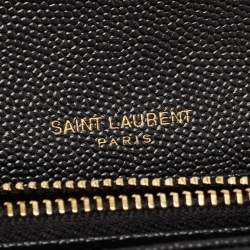 مملوكة مسبقًا Saint Laurent Black Matelassé Leather Cassandre Wallet