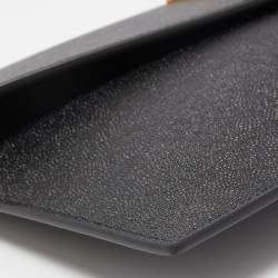 Pre Owned Saint Laurent Black Leather Medium Uptown Clutch