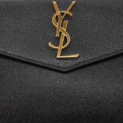 Pre Owned Saint Laurent Black Leather Medium Uptown Clutch