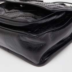 Pre Owned Saint Laurent Black Crinkled Leather Baby Niki Chain Shoulder Bag