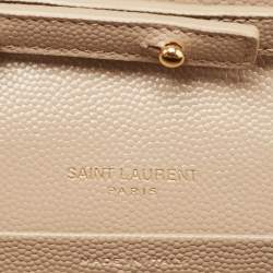 Saint Laurent Beige Leather Cassandra Wallet on Chain