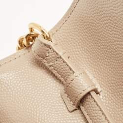Saint Laurent Beige Leather Cassandra Wallet on Chain