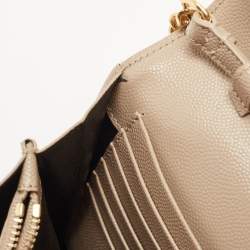 Saint Laurent Beige Leather Cassandra Wallet on Chain