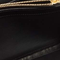Saint Laurent Black Croc Embossed Leather Monogram Wallet On Chain