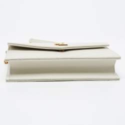 Saint Laurent White Matelassé Leather Cassandre Wallet on Chain