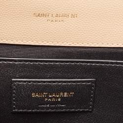 Pre Owned Saint Laurent Beige Matelassé Leather Small Envelope Chain Shoulder Bag