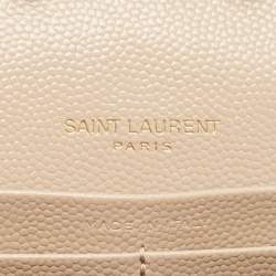 Saint Laurent Beige Matelassé Leather Cassandre Wallet on Chain