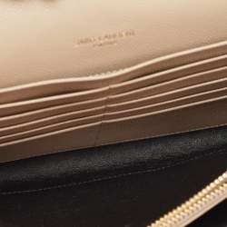 Saint Laurent Beige Matelassé Leather Cassandre Wallet on Chain
