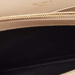 Saint Laurent Beige Matelassé Leather Cassandre Wallet on Chain