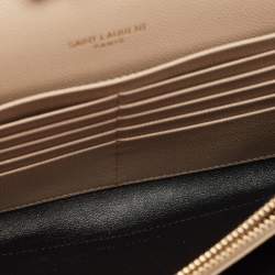 Saint Laurent Beige Matelassé Leather Cassandre Wallet on Chain