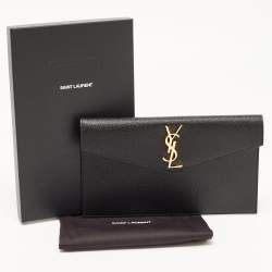 Pre Owned Saint Laurent Black Leather Uptown Pouch