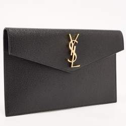 Pre Owned Saint Laurent Black Leather Uptown Pouch