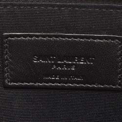 Saint Laurent Black Glossy Leather Zip Pouch