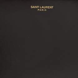 Saint Laurent Black Glossy Leather Zip Pouch