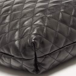 Pre Owned Saint Laurent Black Quilted Leather Maxi Icare Shopping Tote