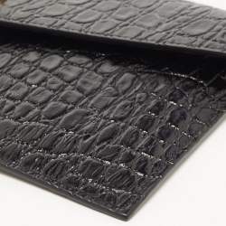 Saint Laurent Black Croc Embossed Leather Medium Uptown Clutch
