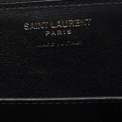 مملوكة مسبقًا Saint Laurent Black Leather Cassandre Compact Zip Around Wallet
