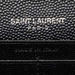 Saint Laurent Black Matelassé Leather Cassandre Continental Wallet