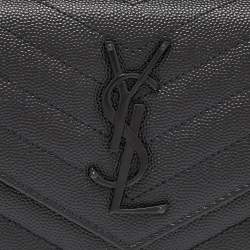 مملوكة مسبقًا Saint Laurent Black Matelassé Leather Cassandre Continental Wallet