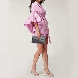 Pre Owned Saint Laurent Black Grained Leather Medium Uptown Clutch