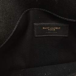 Pre Owned Saint Laurent Black Grained Leather Medium Uptown Clutch
