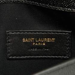 Pre Owned Saint Laurent Black Grained Leather Medium Uptown Clutch