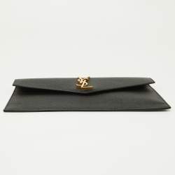Pre Owned Saint Laurent Black Grained Leather Medium Uptown Clutch