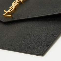 Pre Owned Saint Laurent Black Grained Leather Medium Uptown Clutch