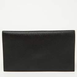 Pre Owned Saint Laurent Black Grained Leather Medium Uptown Clutch