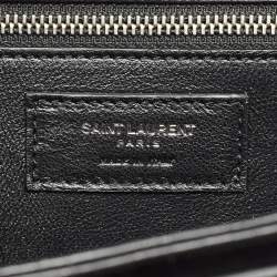 Saint Laurent Black Croc Embossed Leather Medium Babylone Top Handle Bag