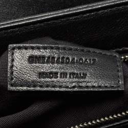 Saint Laurent Black Croc Embossed Leather Medium Babylone Top Handle Bag