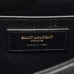 Pre Owned Saint Laurent Black Leather Medium Monogram Vicky Crossbody Bag