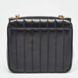 Pre Owned Saint Laurent Black Leather Medium Monogram Vicky Crossbody Bag