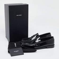 Pre Owned Saint Laurent Black Patent Leather Penny Le Loafers Size 40