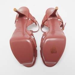 Pre Owned Saint Laurent Pink Patent Leather Tribute Sandals Size 39.5