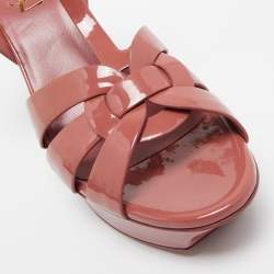 Pre Owned Saint Laurent Pink Patent Leather Tribute Sandals Size 39.5