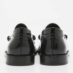 Saint Laurent Black Brushed Leather Penny Loafers Size 37